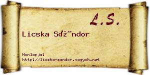 Licska Sándor névjegykártya